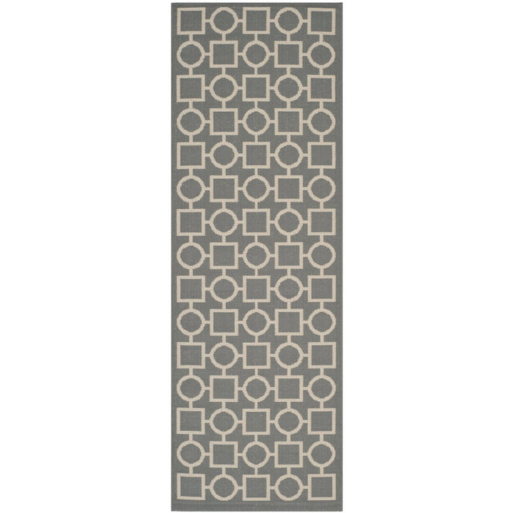 SAFAVIEH Outdoor CY6925-246 Courtyard Anthracite / Beige Rug Image 1