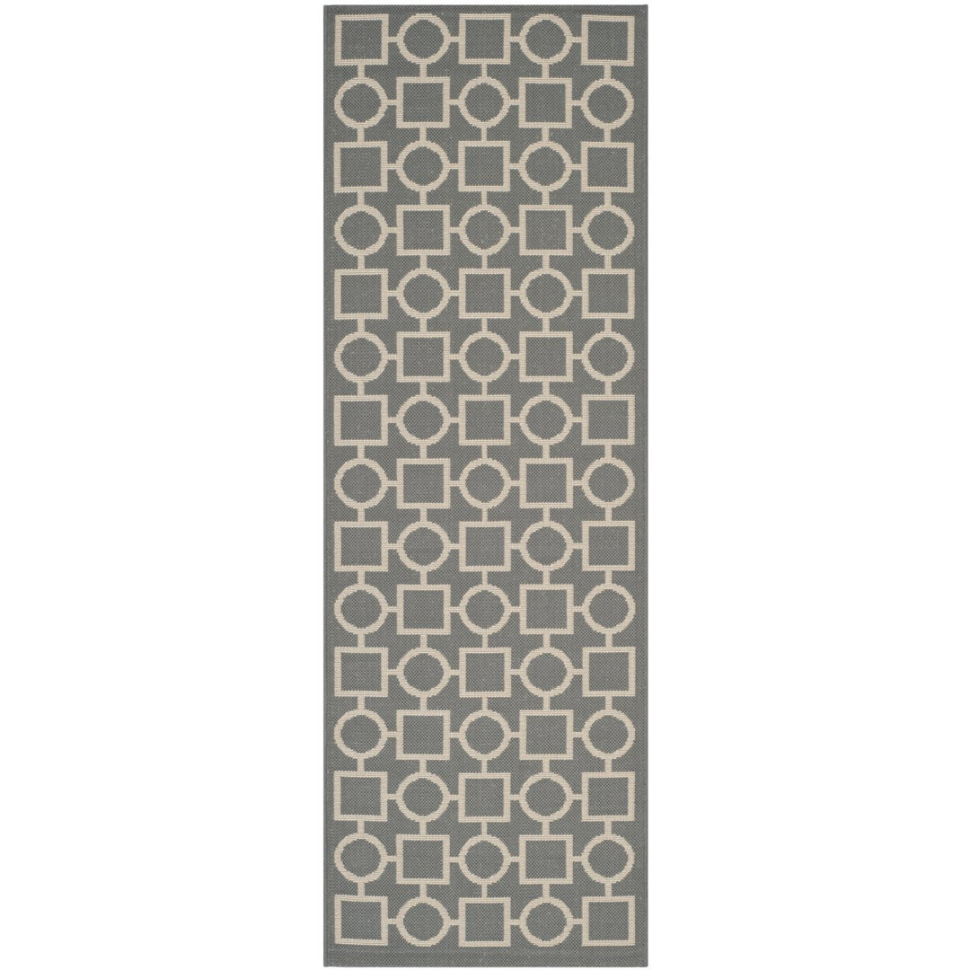 SAFAVIEH Outdoor CY6925-246 Courtyard Anthracite / Beige Rug Image 1