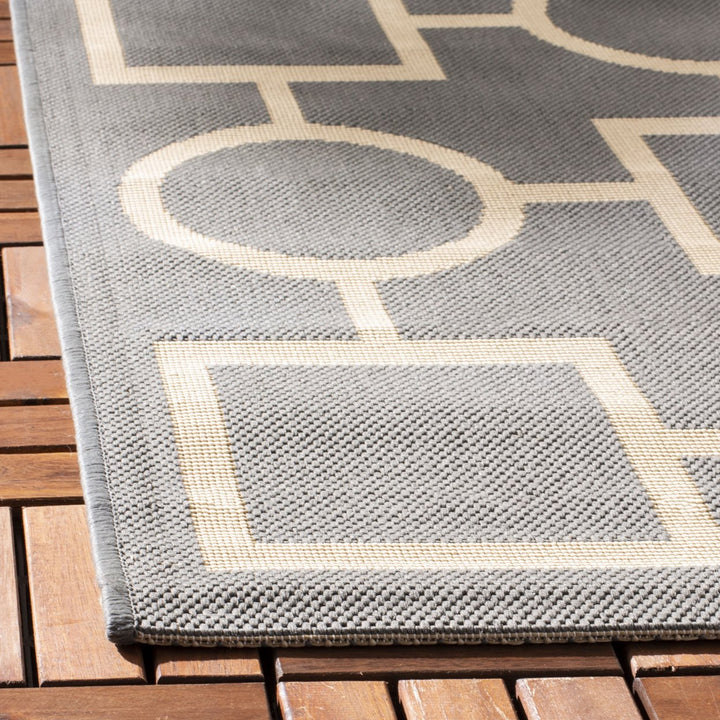 SAFAVIEH Outdoor CY6925-246 Courtyard Anthracite / Beige Rug Image 6