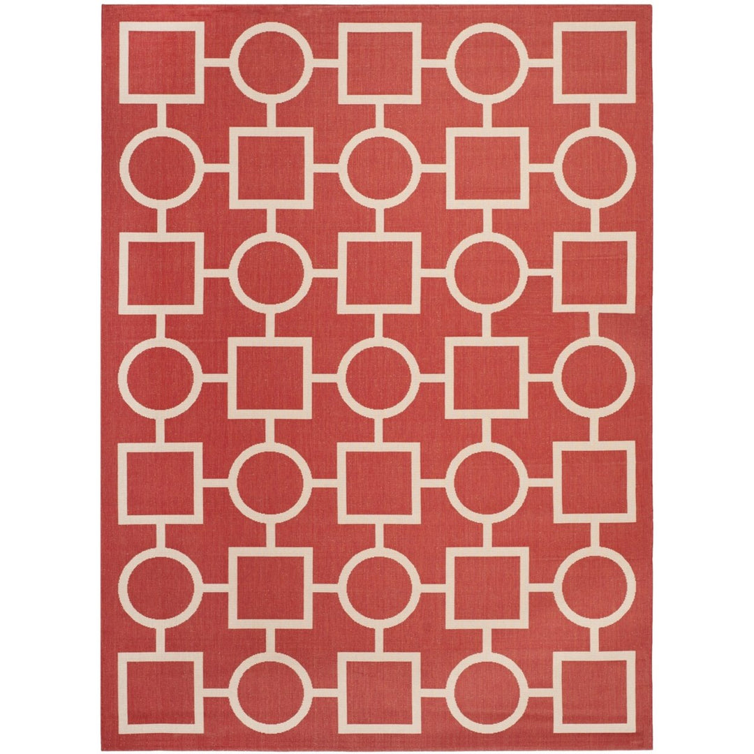 SAFAVIEH Outdoor CY6925-248 Courtyard Collection Red / Bone Rug Image 3