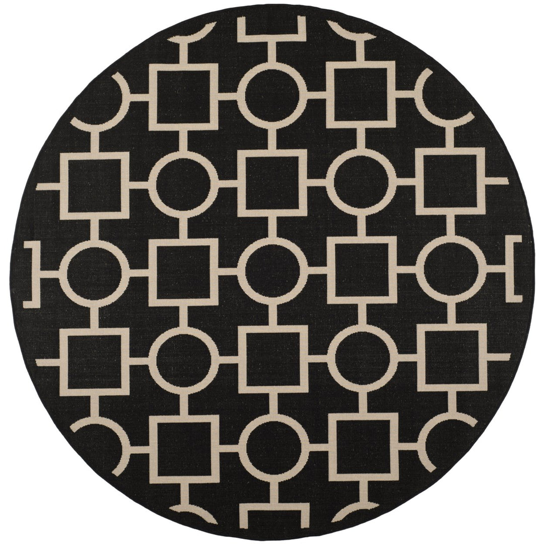 SAFAVIEH Indoor Outdoor CY6925-266 Courtyard Black / Beige Rug Image 1