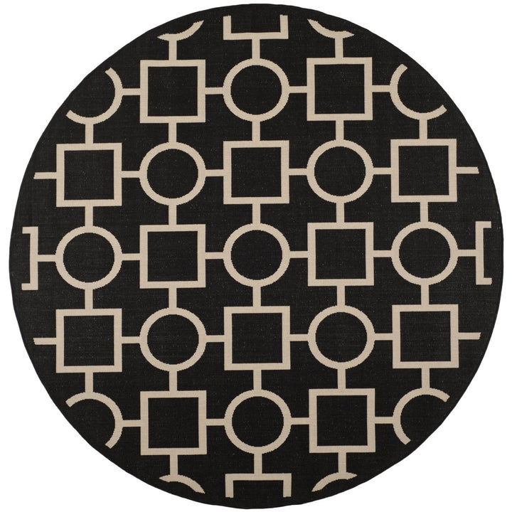 SAFAVIEH Indoor Outdoor CY6925-266 Courtyard Black / Beige Rug Image 1