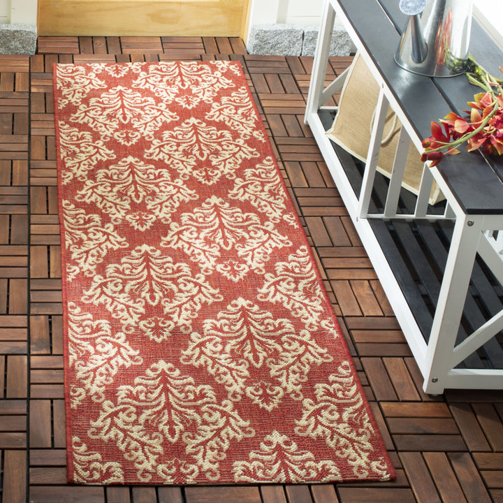 SAFAVIEH Outdoor CY6930-28 Courtyard Collection Red / Creme Rug Image 11