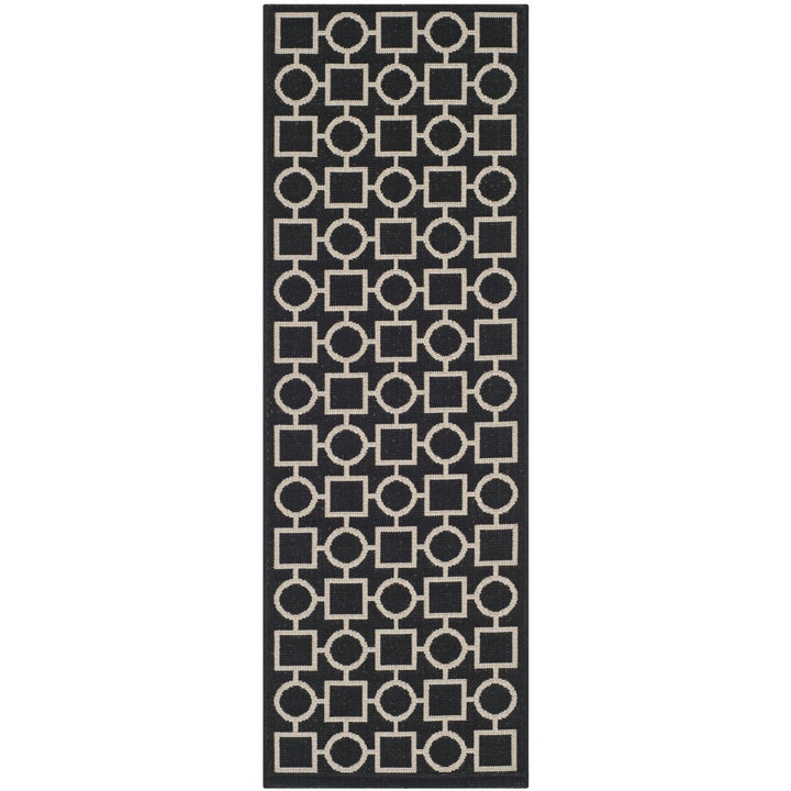 SAFAVIEH Indoor Outdoor CY6925-266 Courtyard Black / Beige Rug Image 4