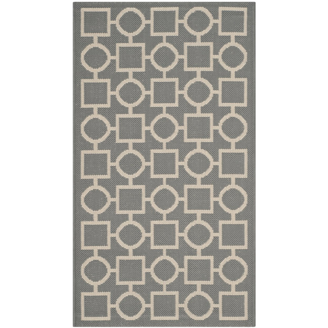 SAFAVIEH Outdoor CY6925-246 Courtyard Anthracite / Beige Rug Image 1