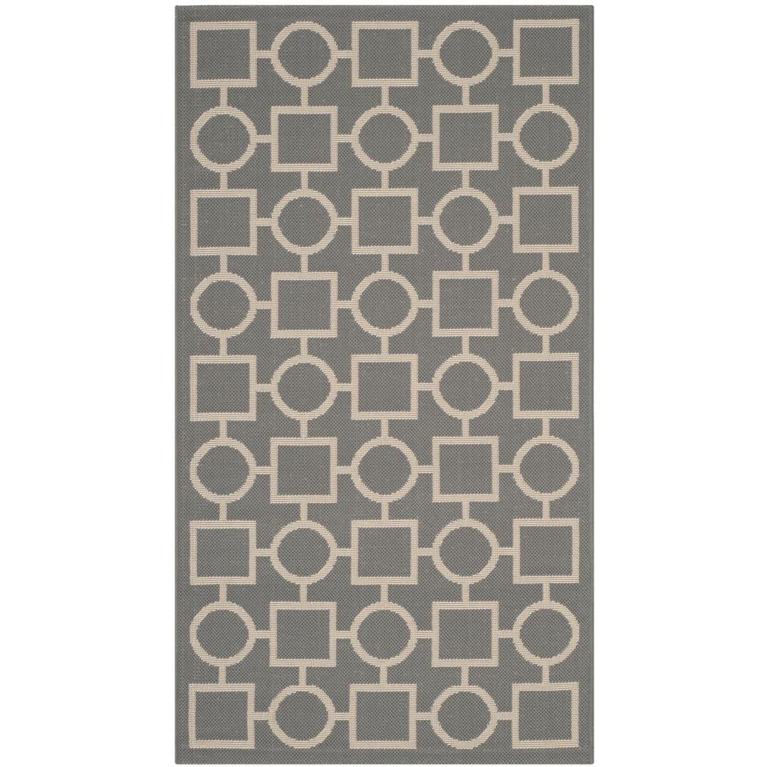 SAFAVIEH Outdoor CY6925-246 Courtyard Anthracite / Beige Rug Image 1