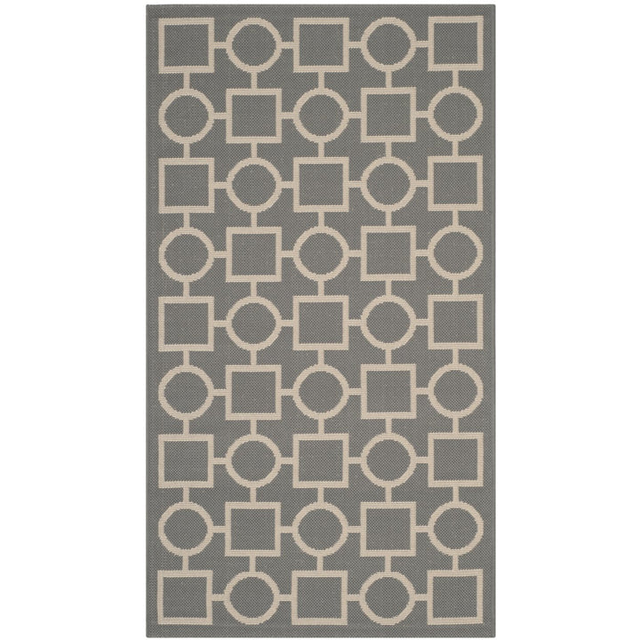 SAFAVIEH Outdoor CY6925-246 Courtyard Anthracite / Beige Rug Image 1