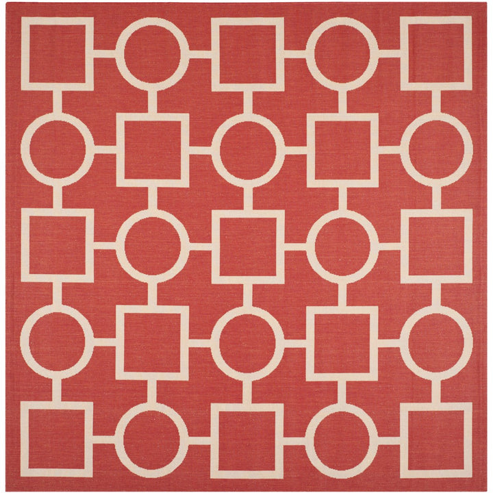 SAFAVIEH Outdoor CY6925-248 Courtyard Collection Red / Bone Rug Image 1