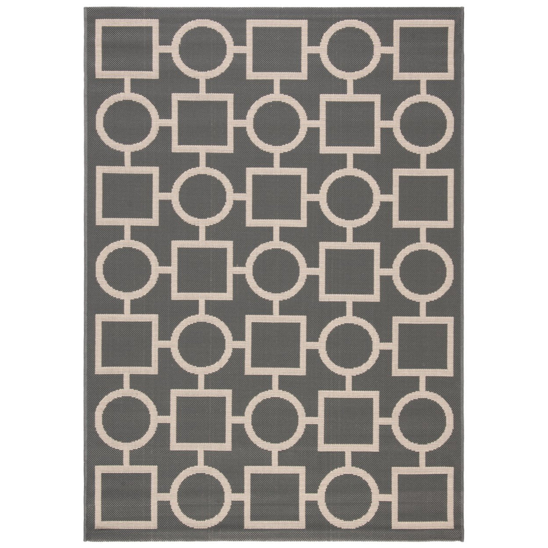 SAFAVIEH Outdoor CY6925-246 Courtyard Anthracite / Beige Rug Image 1