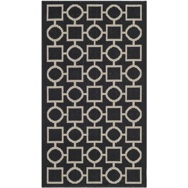 SAFAVIEH Indoor Outdoor CY6925-266 Courtyard Black / Beige Rug Image 9