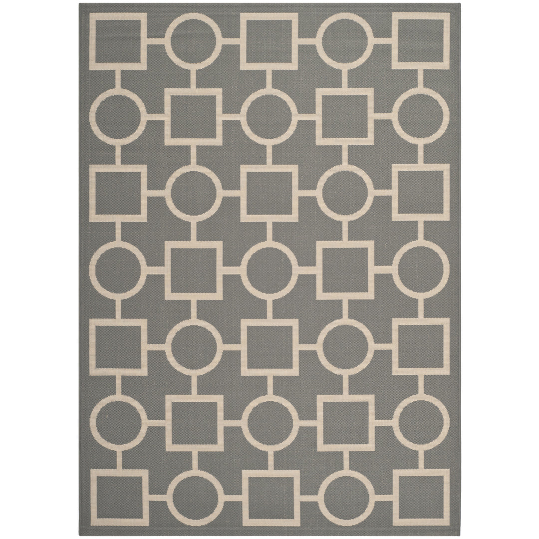 SAFAVIEH Outdoor CY6925-246 Courtyard Anthracite / Beige Rug Image 11