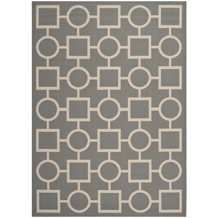 SAFAVIEH Outdoor CY6925-246 Courtyard Anthracite / Beige Rug Image 1