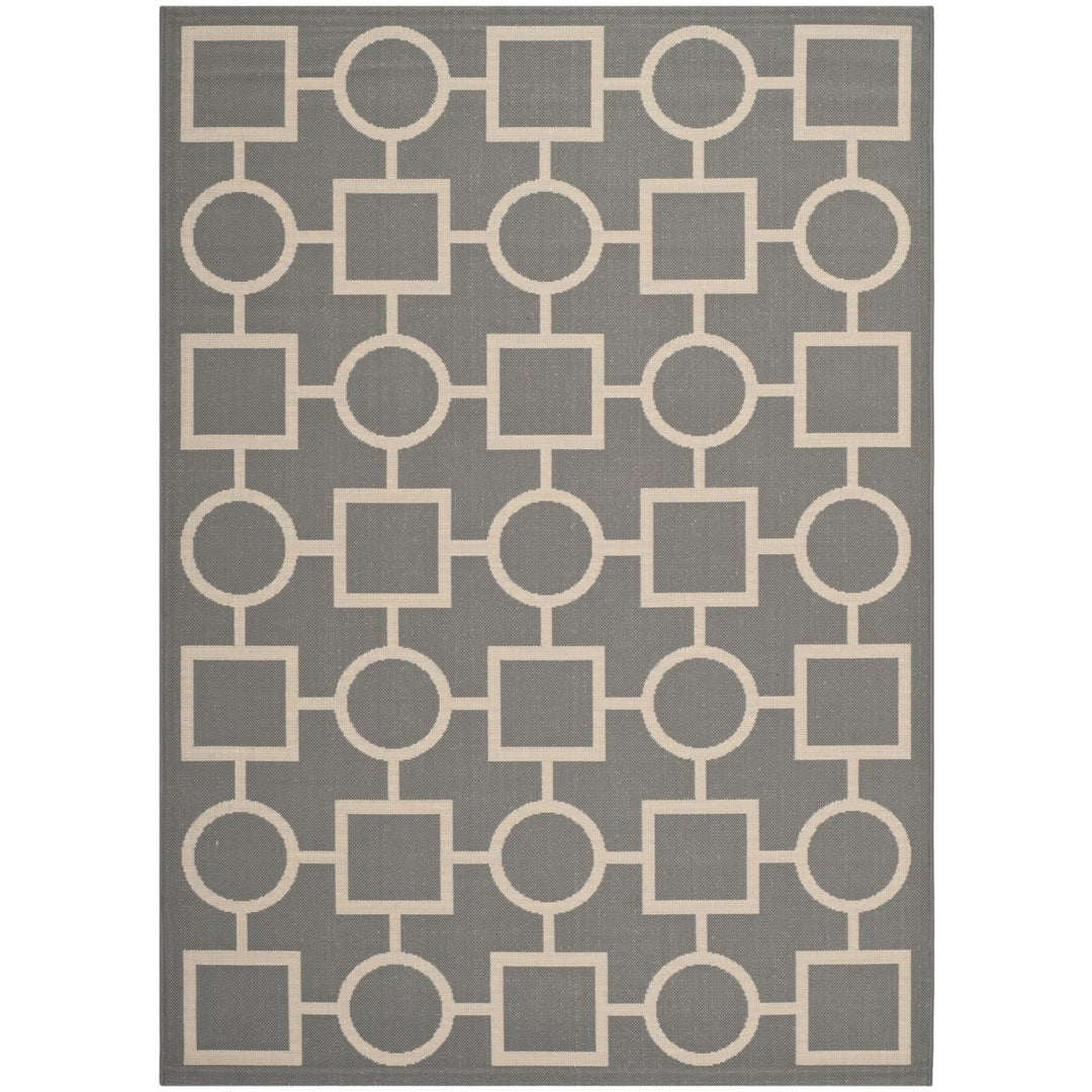 SAFAVIEH Outdoor CY6925-246 Courtyard Anthracite / Beige Rug Image 1