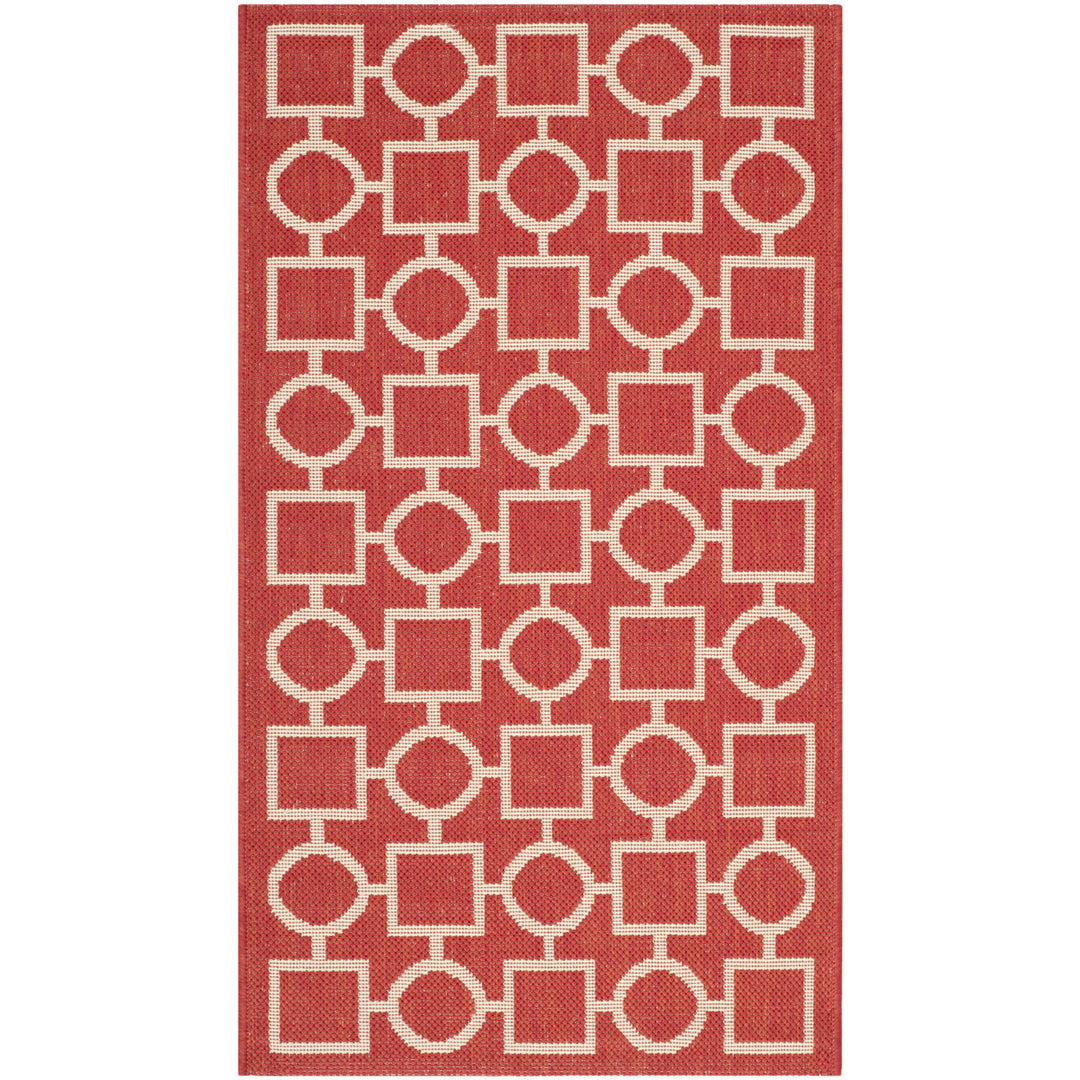 SAFAVIEH Outdoor CY6925-248 Courtyard Collection Red / Bone Rug Image 9
