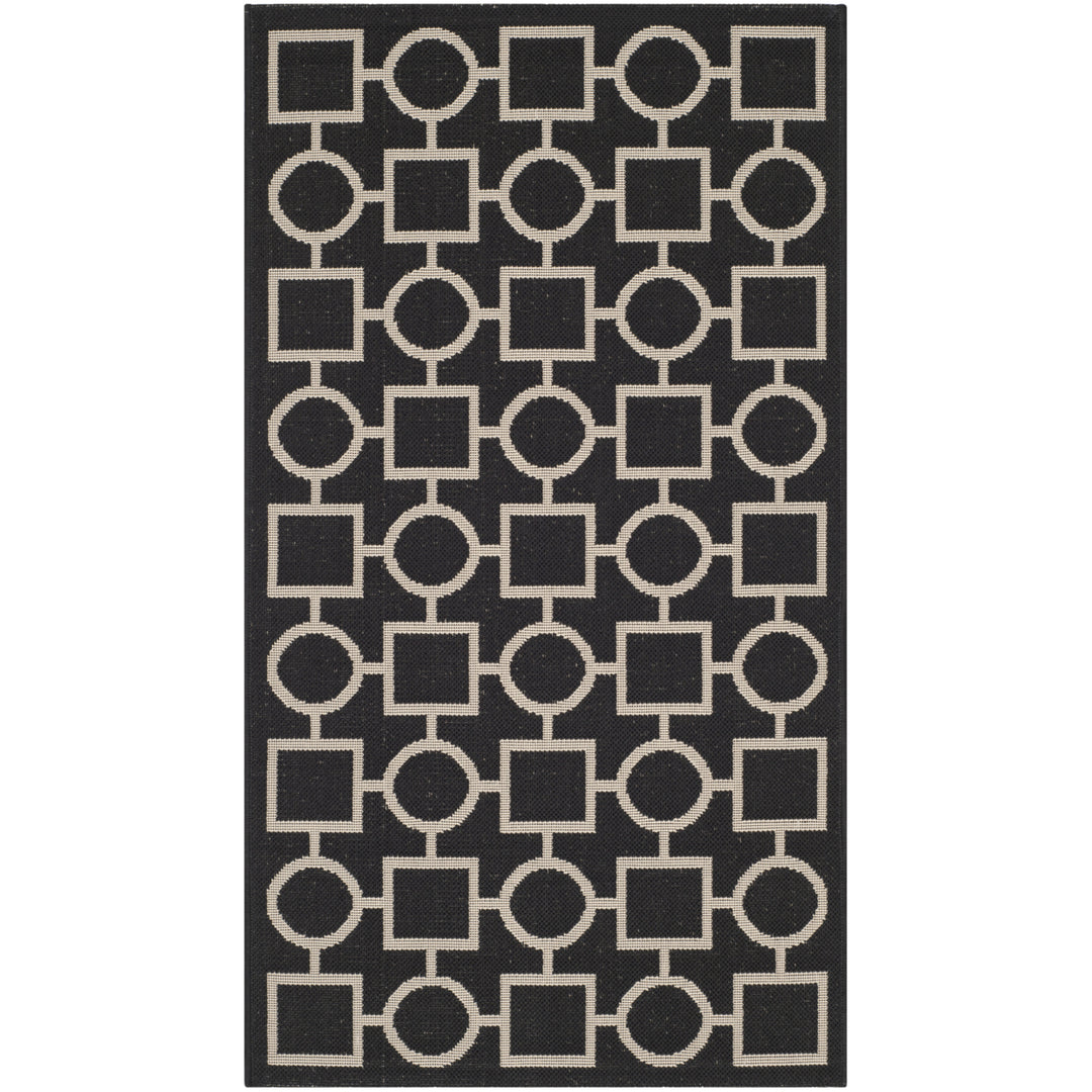 SAFAVIEH Indoor Outdoor CY6925-266 Courtyard Black / Beige Rug Image 10