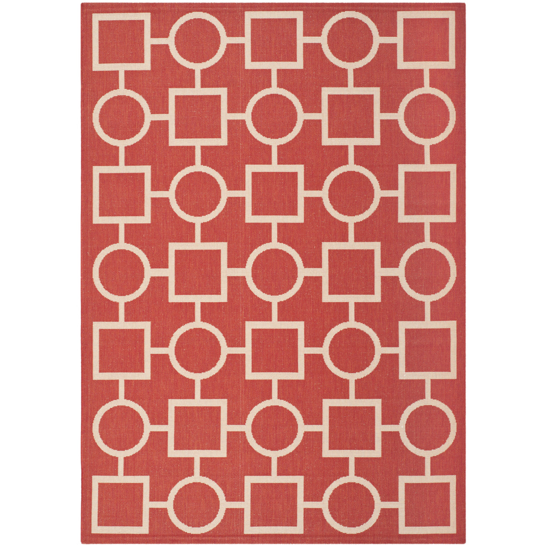 SAFAVIEH Outdoor CY6925-248 Courtyard Collection Red / Bone Rug Image 10