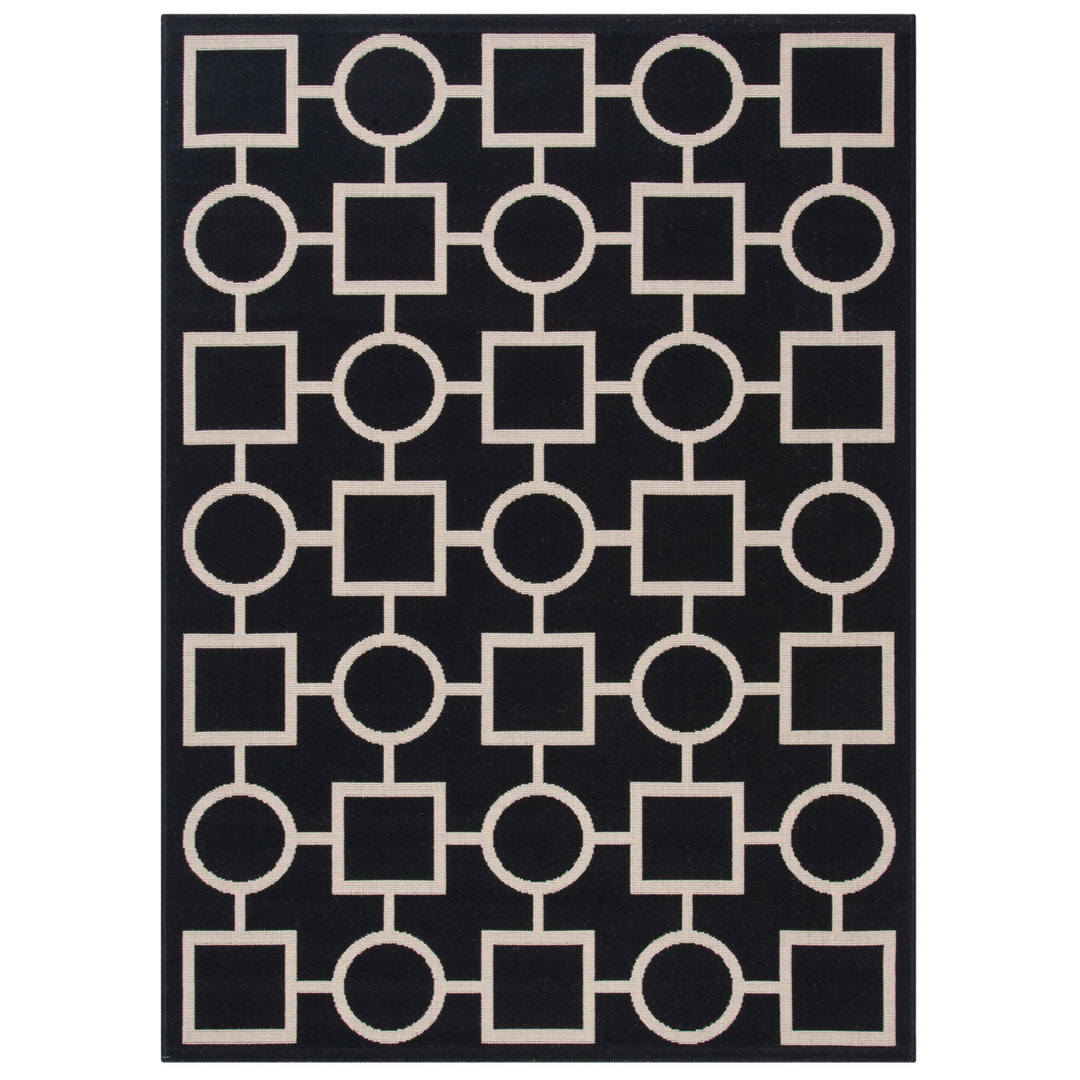 SAFAVIEH Indoor Outdoor CY6925-266 Courtyard Black / Beige Rug Image 1