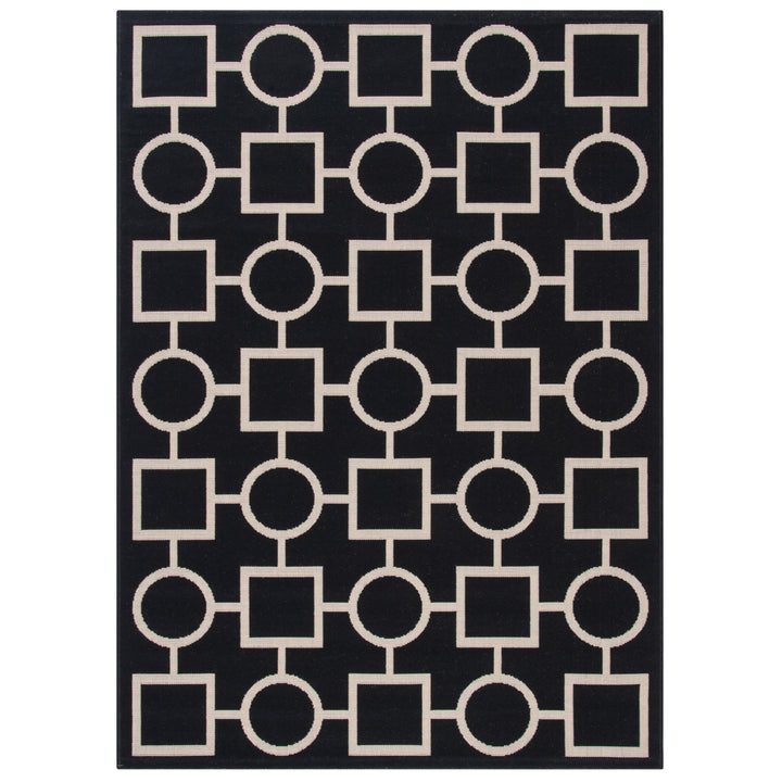 SAFAVIEH Indoor Outdoor CY6925-266 Courtyard Black / Beige Rug Image 1