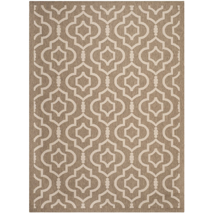 SAFAVIEH Indoor Outdoor CY6926-242 Courtyard Brown / Bone Rug Image 1