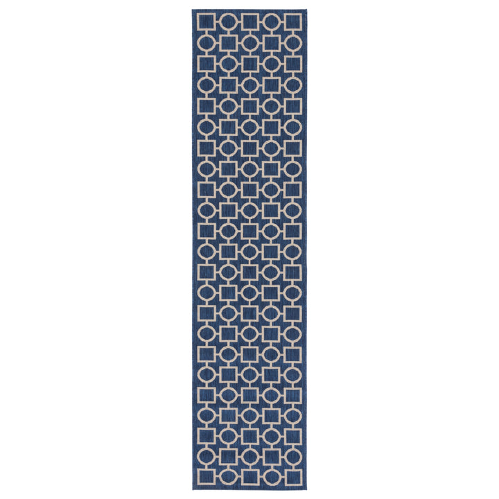 SAFAVIEH Indoor Outdoor CY6925-268 Courtyard Navy / Beige Rug Image 6