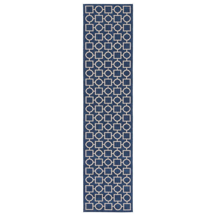 SAFAVIEH Indoor Outdoor CY6925-268 Courtyard Navy / Beige Rug Image 1