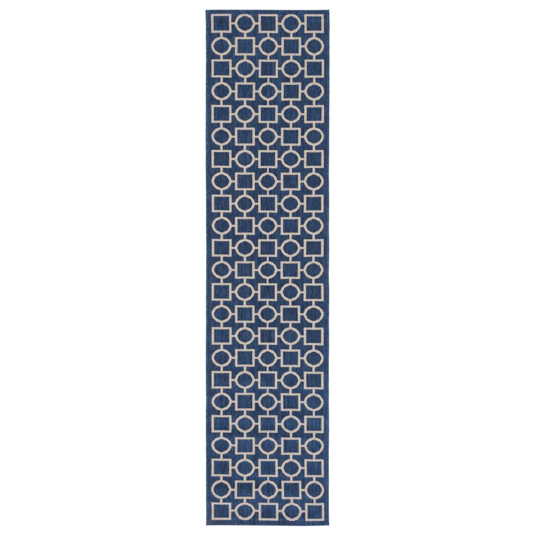 SAFAVIEH Indoor Outdoor CY6925-268 Courtyard Navy / Beige Rug Image 1