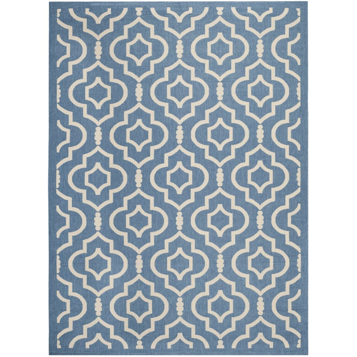 SAFAVIEH Indoor Outdoor CY6926-243 Courtyard Blue / Beige Rug Image 1