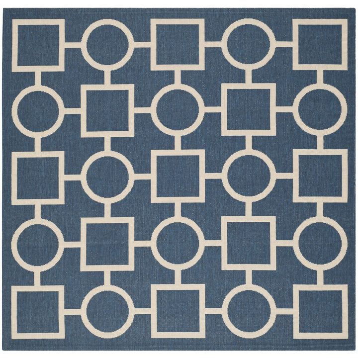 SAFAVIEH Indoor Outdoor CY6925-268 Courtyard Navy / Beige Rug Image 1