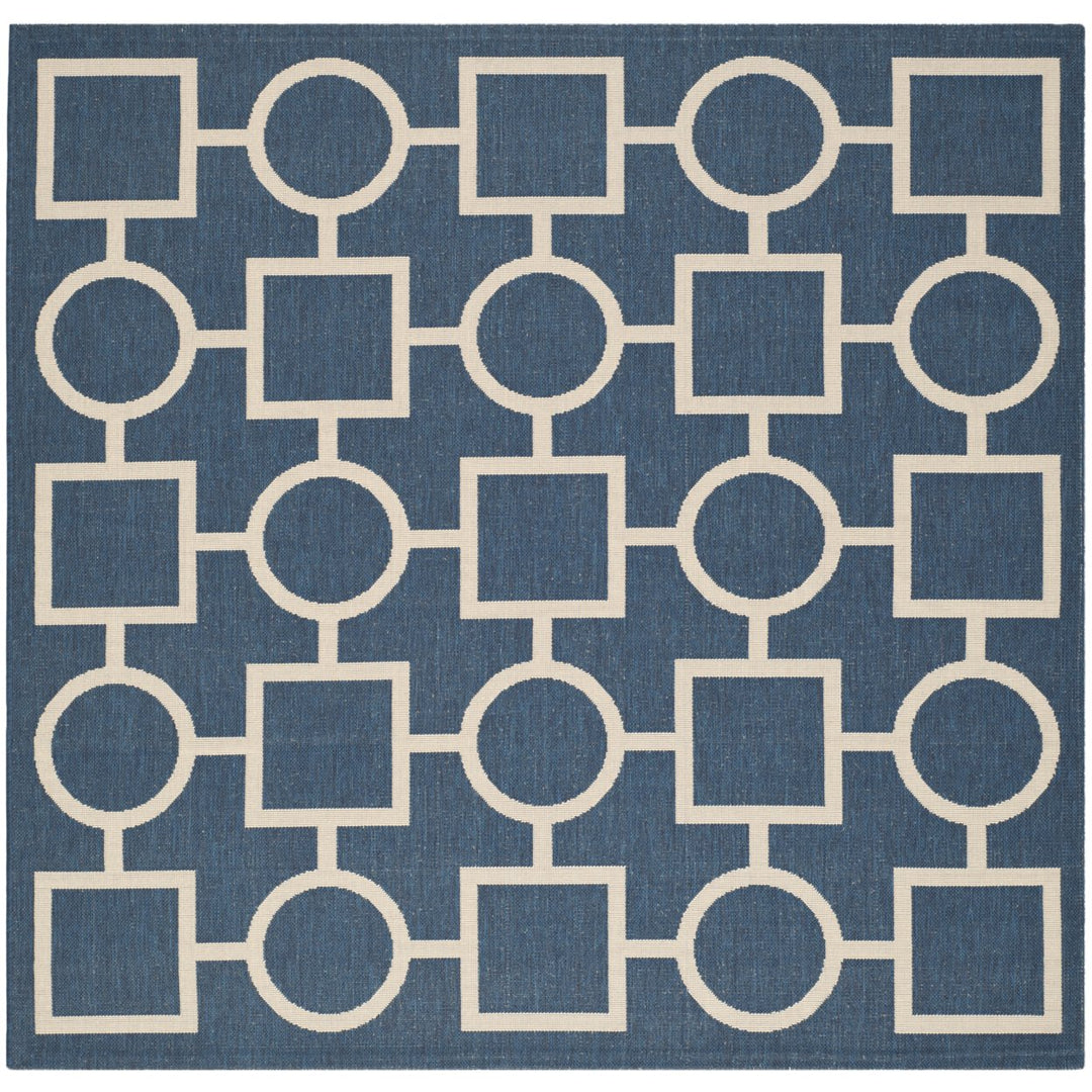 SAFAVIEH Indoor Outdoor CY6925-268 Courtyard Navy / Beige Rug Image 1