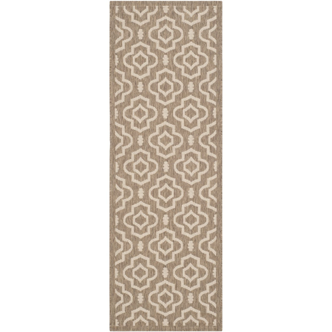 SAFAVIEH Indoor Outdoor CY6926-242 Courtyard Brown / Bone Rug Image 1