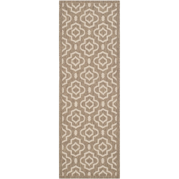 SAFAVIEH Indoor Outdoor CY6926-242 Courtyard Brown / Bone Rug Image 1