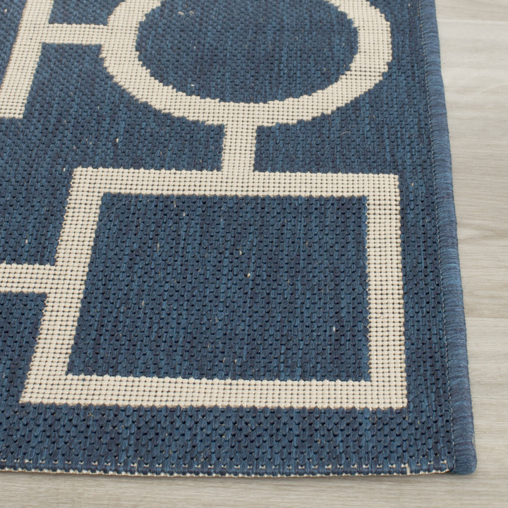 SAFAVIEH Indoor Outdoor CY6925-268 Courtyard Navy / Beige Rug Image 8