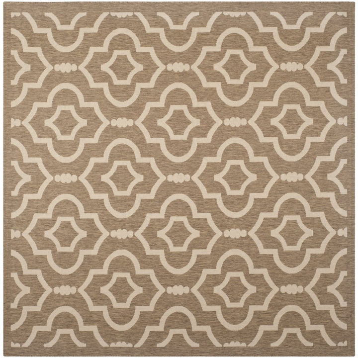 SAFAVIEH Indoor Outdoor CY6926-242 Courtyard Brown / Bone Rug Image 1