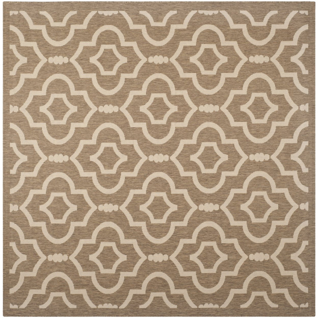 SAFAVIEH Indoor Outdoor CY6926-242 Courtyard Brown / Bone Rug Image 1