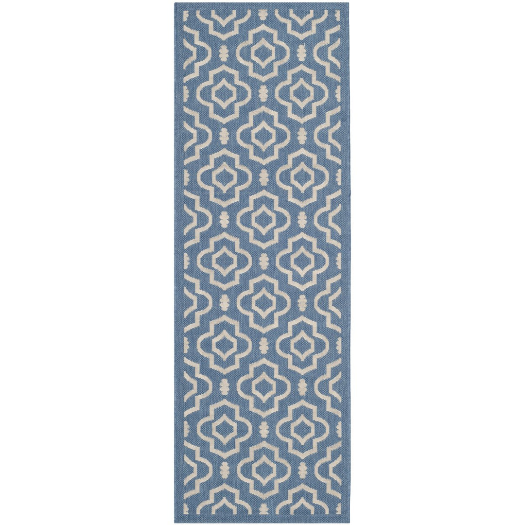 SAFAVIEH Indoor Outdoor CY6926-243 Courtyard Blue / Beige Rug Image 5