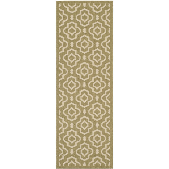 SAFAVIEH Indoor Outdoor CY6926-244 Courtyard Green / Beige Rug Image 1