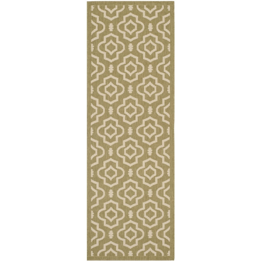 SAFAVIEH Indoor Outdoor CY6926-244 Courtyard Green / Beige Rug Image 1