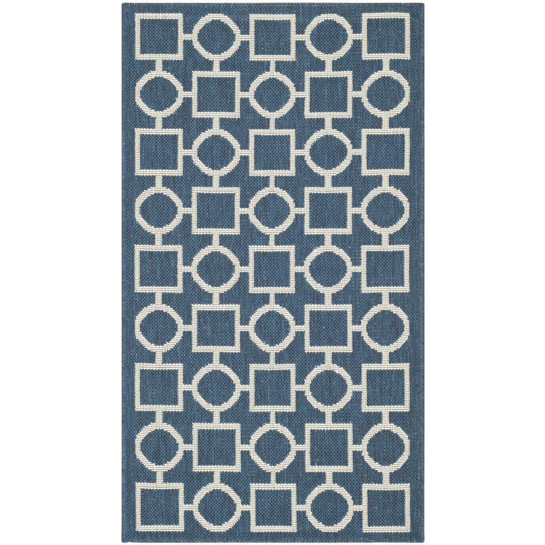 SAFAVIEH Indoor Outdoor CY6925-268 Courtyard Navy / Beige Rug Image 1