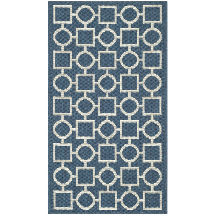 SAFAVIEH Indoor Outdoor CY6925-268 Courtyard Navy / Beige Rug Image 1