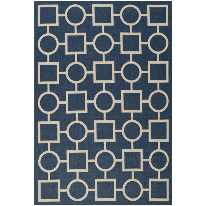 SAFAVIEH Indoor Outdoor CY6925-268 Courtyard Navy / Beige Rug Image 1