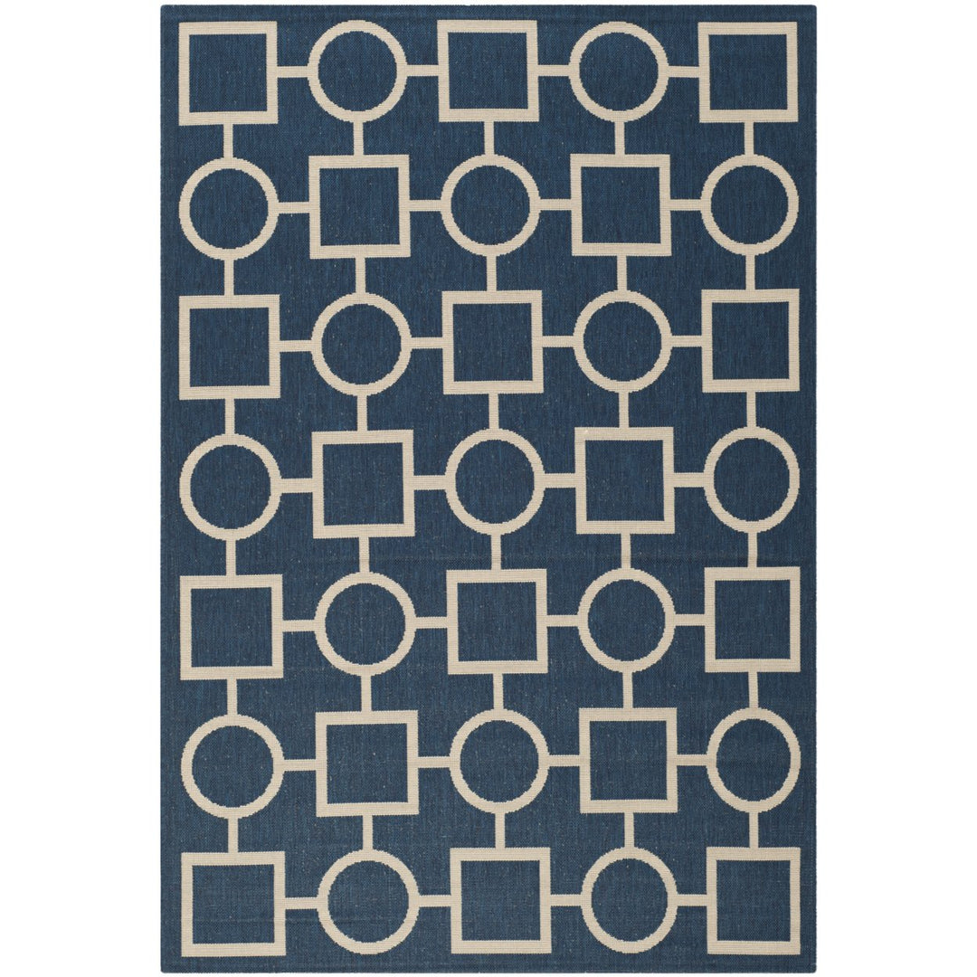 SAFAVIEH Indoor Outdoor CY6925-268 Courtyard Navy / Beige Rug Image 1