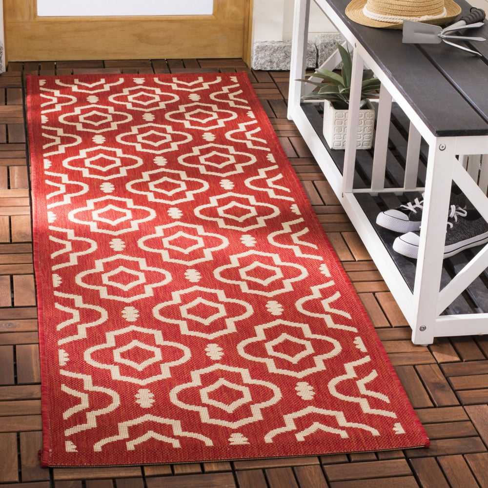 SAFAVIEH Outdoor CY6926-248 Courtyard Collection Red / Bone Rug Image 2