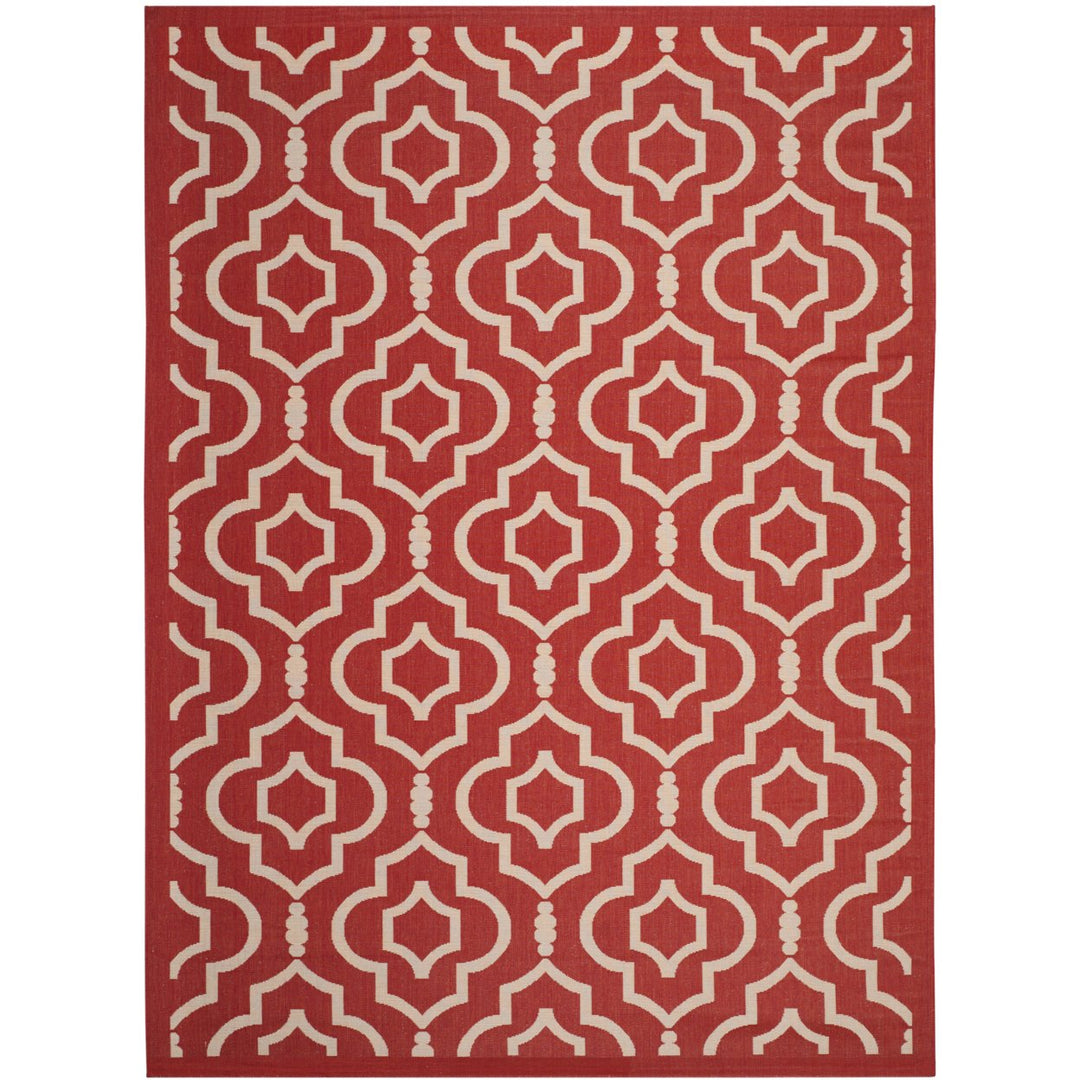 SAFAVIEH Outdoor CY6926-248 Courtyard Collection Red / Bone Rug Image 1