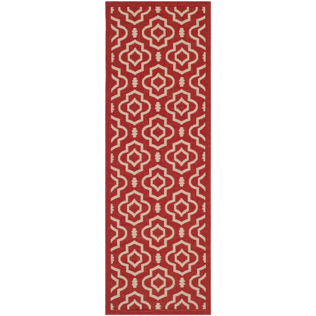 SAFAVIEH Outdoor CY6926-248 Courtyard Collection Red / Bone Rug Image 5
