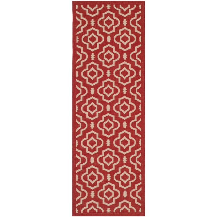 SAFAVIEH Outdoor CY6926-248 Courtyard Collection Red / Bone Rug Image 1