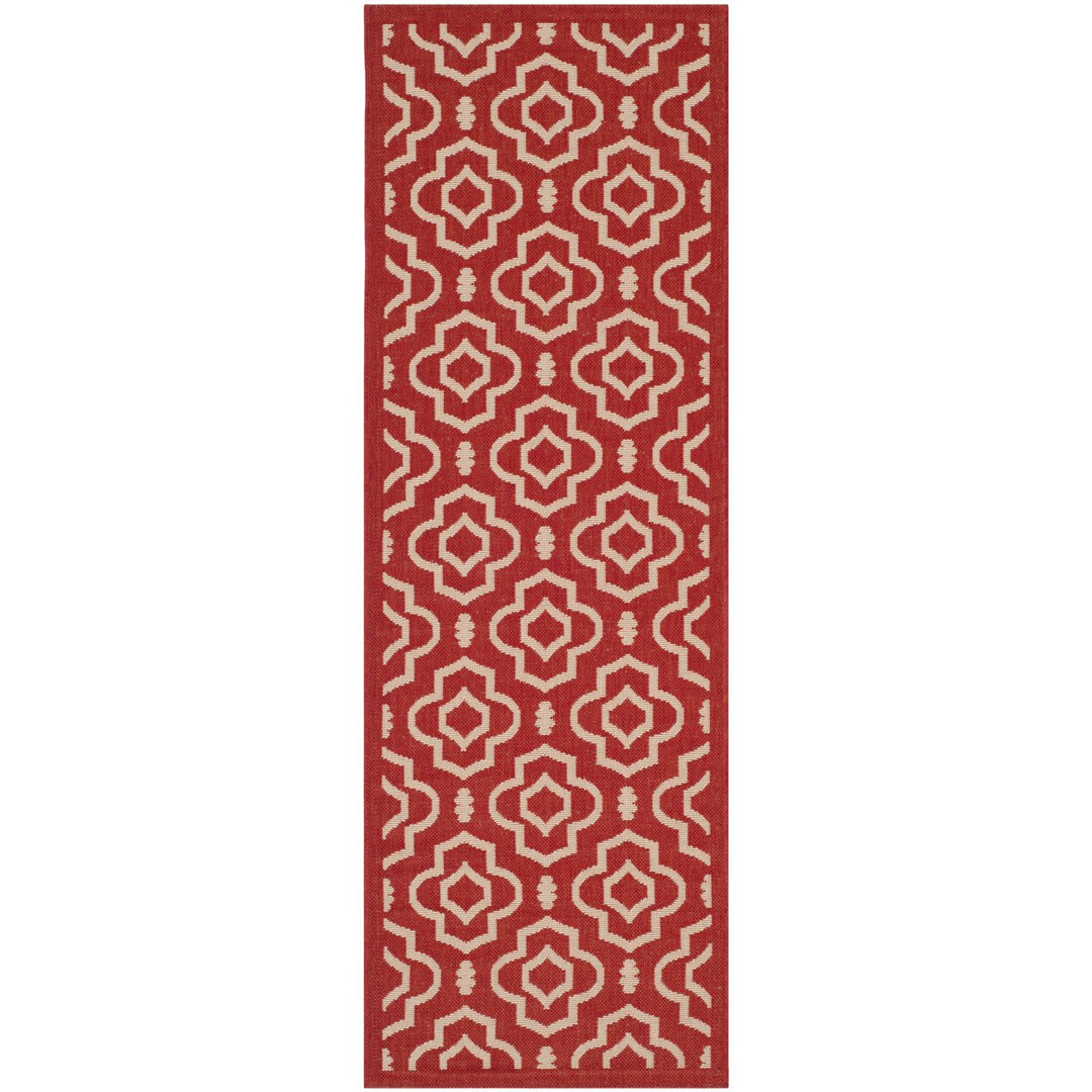 SAFAVIEH Outdoor CY6926-248 Courtyard Collection Red / Bone Rug Image 1