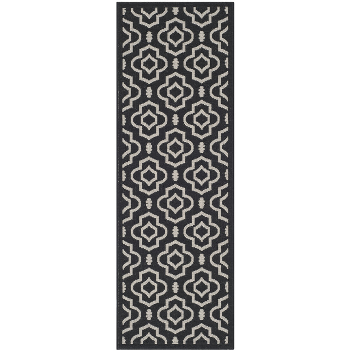 SAFAVIEH Indoor Outdoor CY6926-266 Courtyard Black / Beige Rug Image 5