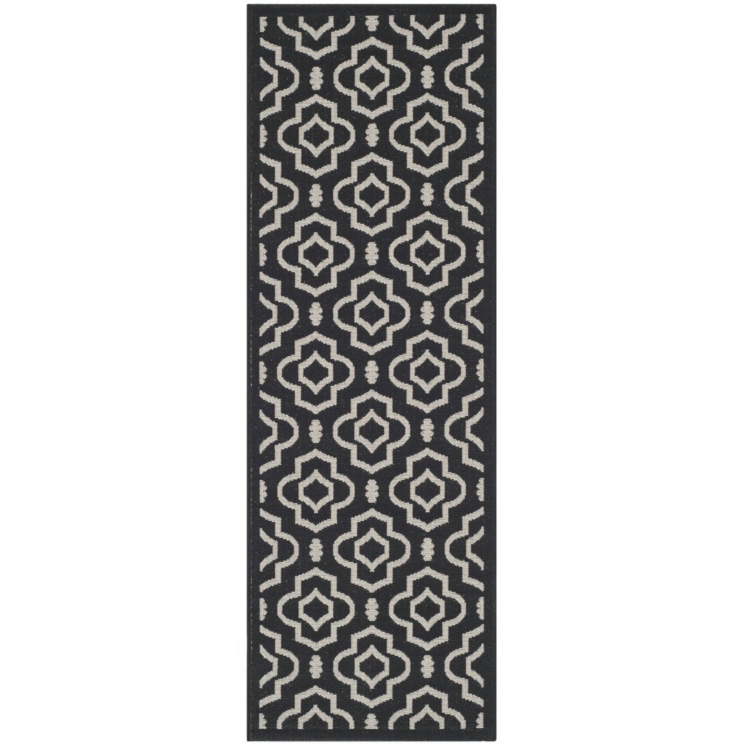 SAFAVIEH Indoor Outdoor CY6926-266 Courtyard Black / Beige Rug Image 1