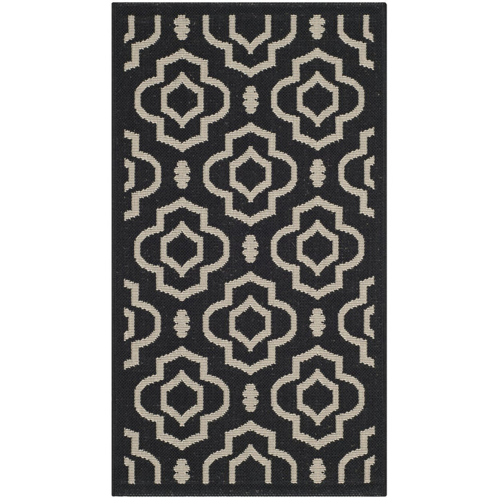 SAFAVIEH Indoor Outdoor CY6926-266 Courtyard Black / Beige Rug Image 9