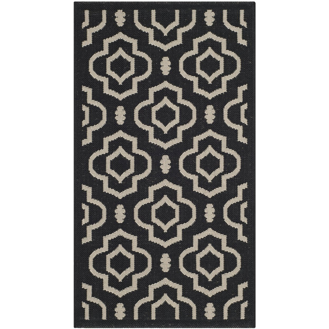 SAFAVIEH Indoor Outdoor CY6926-266 Courtyard Black / Beige Rug Image 1